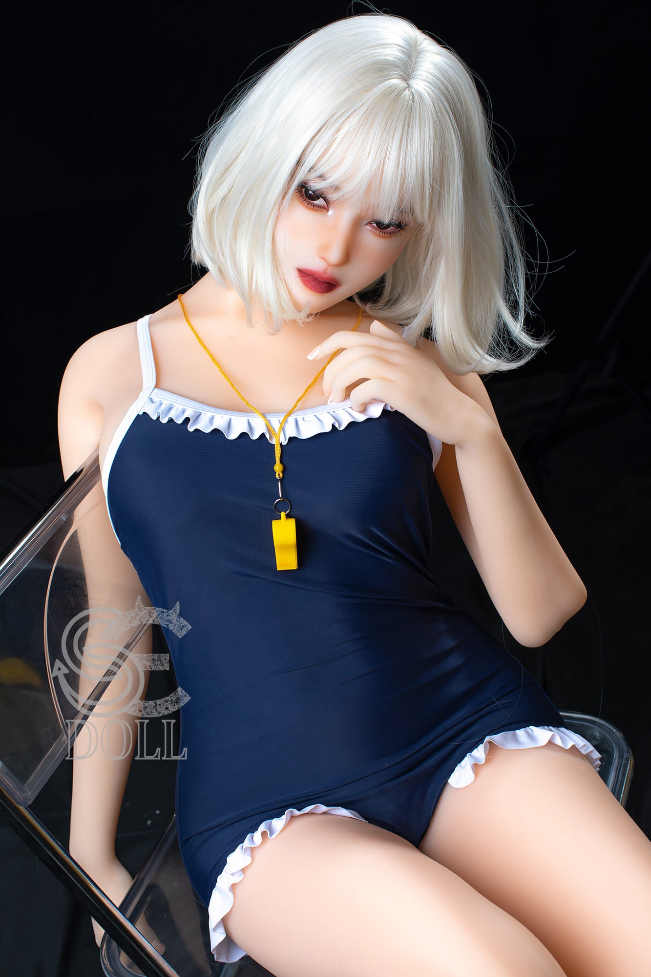 cosplay sex doll with cute face and blonde hair