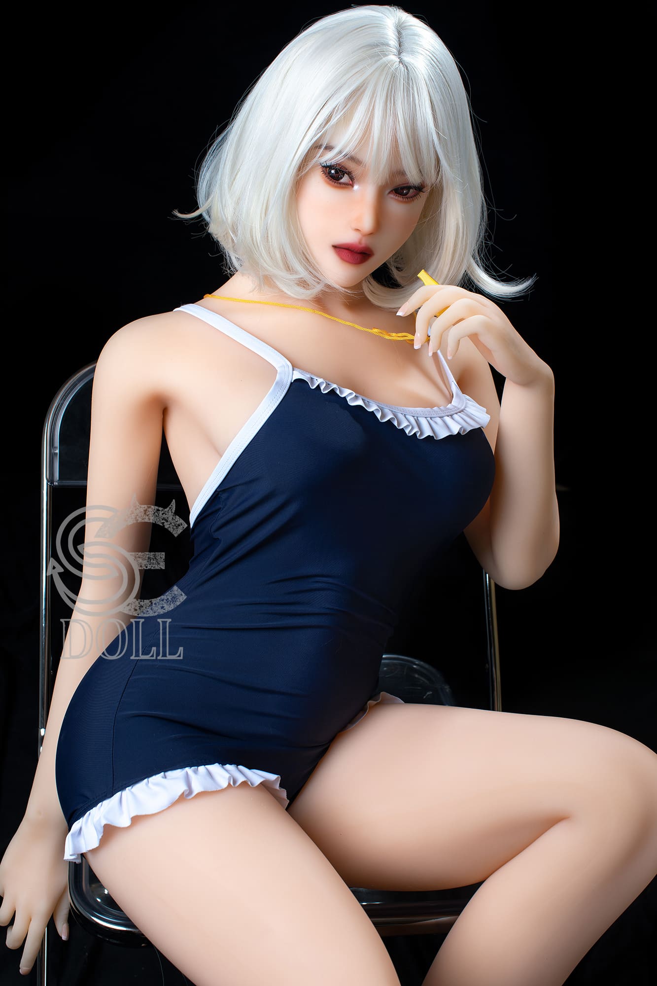 cosplay sex doll with cute face and blonde hair